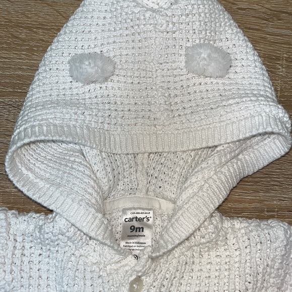 CARTERS Knit Hoodie w/ Fuzzy Ears - Size 9m - Picture 2 of 4